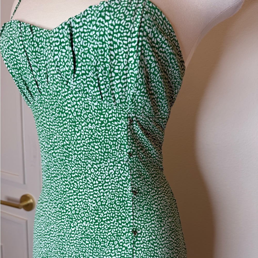 Green and White Patterned Dress